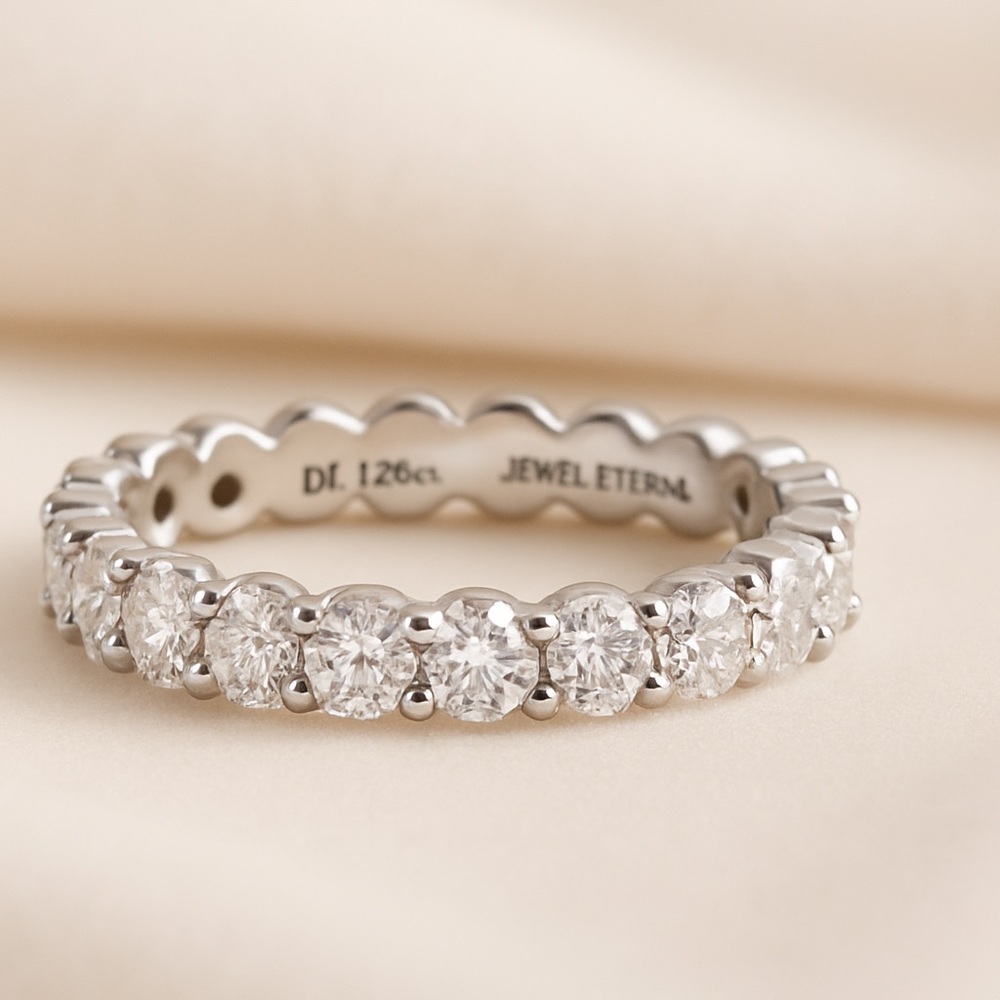 Moissanite Eternity Band 1.2ct Round D VVS1 Wedding Ring